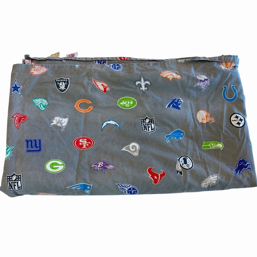 Pottery Barn Teen NFL Logos Flat Sheet Queen Size Football Redskins Raiders